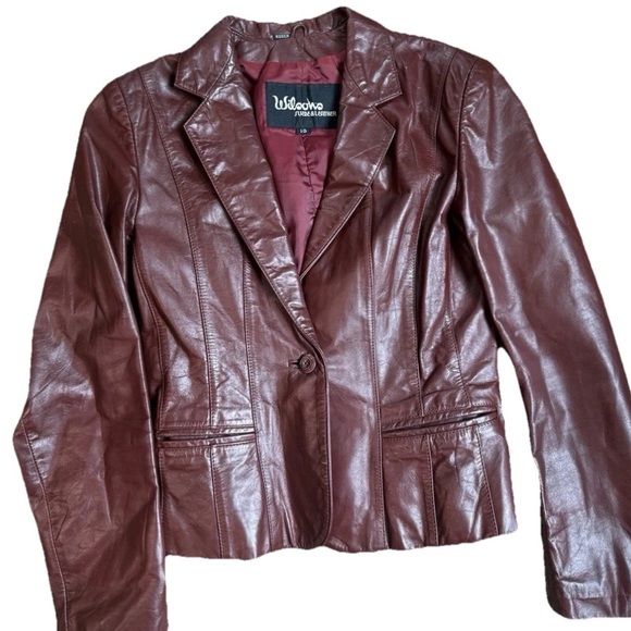 Wilsons Leather Jackets & Blazers - Wilson Burgundy Leather Blazer Jacket for Women